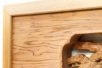 優しく温かみある色彩で鶴と松の彫刻装飾が映える深彫り彫刻欄間 EZ2834ab 在庫(a:1 b:1)枚