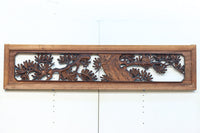 味わい深い木地の色彩に松竹梅を描く風情ある深彫彫刻欄間 EZ2836ab 在庫(a:1 b:1)枚