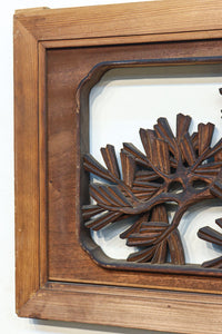 味わい深い木地の色彩に松竹梅を描く風情ある深彫彫刻欄間 EZ2836ab 在庫(a:1 b:1)枚