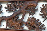 味わい深い木地の色彩に松竹梅を描く風情ある深彫彫刻欄間 EZ2836ab 在庫(a:1 b:1)枚