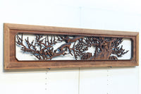 味わい深い木地の色彩に松竹梅を描く風情ある深彫彫刻欄間 EZ2836ab 在庫(a:1 b:1)枚