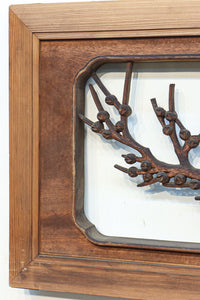 味わい深い木地の色彩に松竹梅を描く風情ある深彫彫刻欄間 EZ2836ab 在庫(a:1 b:1)枚