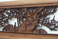 味わい深い木地の色彩に松竹梅を描く風情ある深彫彫刻欄間 EZ2836ab 在庫(a:1 b:1)枚