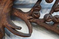 味わい深い木地の色彩に松竹梅を描く風情ある深彫彫刻欄間 EZ2836ab 在庫(a:1 b:1)枚