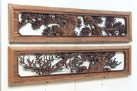 味わい深い木地の色彩に松竹梅を描く風情ある深彫彫刻欄間 EZ2836ab 在庫(a:1 b:1)枚