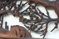 味わい深い木地の色彩に松竹梅を描く風情ある深彫彫刻欄間 EZ2836ab 在庫(a:1 b:1)枚