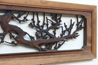 味わい深い木地の色彩に松竹梅を描く風情ある深彫彫刻欄間 EZ2836ab 在庫(a:1 b:1)枚