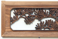 味わい深い木地の色彩に松竹梅を描く風情ある深彫彫刻欄間 EZ2836ab 在庫(a:1 b:1)枚