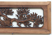 味わい深い木地の色彩に松竹梅を描く風情ある深彫彫刻欄間 EZ2836ab 在庫(a:1 b:1)枚