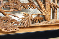 縁起良い松竹梅の彫刻を黒枠で囲い上品な面持ちの深彫り彫刻欄間 EZ2837ab 在庫(a:1 b:1)枚