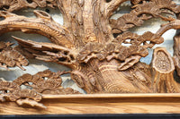 縁起良い松竹梅の彫刻を黒枠で囲い上品な面持ちの深彫り彫刻欄間 EZ2837ab 在庫(a:1 b:1)枚