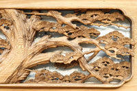 縁起良い松竹梅の彫刻を黒枠で囲い上品な面持ちの深彫り彫刻欄間 EZ2837ab 在庫(a:1 b:1)枚