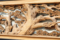 縁起良い松竹梅の彫刻を黒枠で囲い上品な面持ちの深彫り彫刻欄間 EZ2837ab 在庫(a:1 b:1)枚