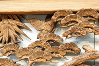 縁起良い松竹梅の彫刻を黒枠で囲い上品な面持ちの深彫り彫刻欄間 EZ2837ab 在庫(a:1 b:1)枚