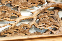 縁起良い松竹梅の彫刻を黒枠で囲い上品な面持ちの深彫り彫刻欄間 EZ2837ab 在庫(a:1 b:1)枚