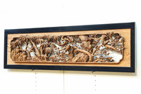 縁起良い松竹梅の彫刻を黒枠で囲い上品な面持ちの深彫り彫刻欄間 EZ2837ab 在庫(a:1 b:1)枚