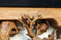 縁起良い松竹梅の彫刻を黒枠で囲い上品な面持ちの深彫り彫刻欄間 EZ2837ab 在庫(a:1 b:1)枚