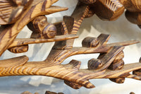 縁起良い松竹梅の彫刻を黒枠で囲い上品な面持ちの深彫り彫刻欄間 EZ2837ab 在庫(a:1 b:1)枚