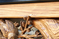 縁起良い松竹梅の彫刻を黒枠で囲い上品な面持ちの深彫り彫刻欄間 EZ2837ab 在庫(a:1 b:1)枚