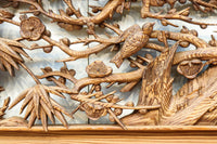 縁起良い松竹梅の彫刻を黒枠で囲い上品な面持ちの深彫り彫刻欄間 EZ2837ab 在庫(a:1 b:1)枚