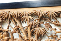 縁起良い松竹梅の彫刻を黒枠で囲い上品な面持ちの深彫り彫刻欄間 EZ2837ab 在庫(a:1 b:1)枚