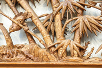 縁起良い松竹梅の彫刻を黒枠で囲い上品な面持ちの深彫り彫刻欄間 EZ2837ab 在庫(a:1 b:1)枚