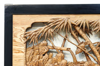 縁起良い松竹梅の彫刻を黒枠で囲い上品な面持ちの深彫り彫刻欄間 EZ2837ab 在庫(a:1 b:1)枚