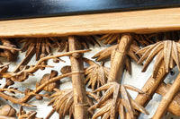 縁起良い松竹梅の彫刻を黒枠で囲い上品な面持ちの深彫り彫刻欄間 EZ2837ab 在庫(a:1 b:1)枚