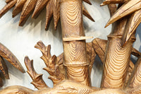 縁起良い松竹梅の彫刻を黒枠で囲い上品な面持ちの深彫り彫刻欄間 EZ2837ab 在庫(a:1 b:1)枚