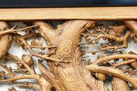 縁起良い松竹梅の彫刻を黒枠で囲い上品な面持ちの深彫り彫刻欄間 EZ2837ab 在庫(a:1 b:1)枚