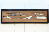 鴈(ガン)が戯れたり飛び立っていく姿を描いた仄々とした彫刻欄間 EZ2838ab 在庫2枚一組