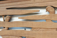 鴈(ガン)が戯れたり飛び立っていく姿を描いた仄々とした彫刻欄間 EZ2838ab 在庫2枚一組