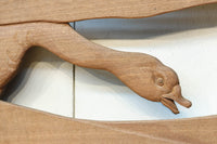 鴈(ガン)が戯れたり飛び立っていく姿を描いた仄々とした彫刻欄間 EZ2838ab 在庫2枚一組