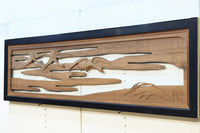 鴈(ガン)が戯れたり飛び立っていく姿を描いた仄々とした彫刻欄間 EZ2838ab 在庫2枚一組