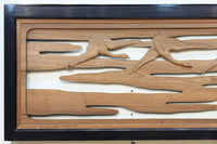 鴈(ガン)が戯れたり飛び立っていく姿を描いた仄々とした彫刻欄間 EZ2838ab 在庫2枚一組