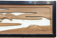 鴈(ガン)が戯れたり飛び立っていく姿を描いた仄々とした彫刻欄間 EZ2838ab 在庫2枚一組