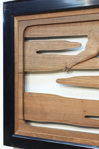 鴈(ガン)が戯れたり飛び立っていく姿を描いた仄々とした彫刻欄間 EZ2838ab 在庫2枚一組