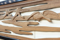 鴈(ガン)が戯れたり飛び立っていく姿を描いた仄々とした彫刻欄間 EZ2838ab 在庫2枚一組