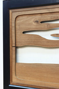 鴈(ガン)が戯れたり飛び立っていく姿を描いた仄々とした彫刻欄間 EZ2838ab 在庫2枚一組