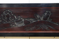 幅2125ミリ!!鯉が波間に顔を出す透かし絵で風情ある長尺漆欄間 EZ2839 在庫1枚