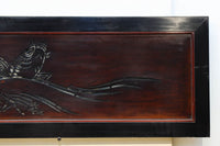 幅2125ミリ!!鯉が波間に顔を出す透かし絵で風情ある長尺漆欄間 EZ2839 在庫1枚