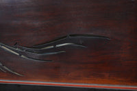 幅2125ミリ!!鯉が波間に顔を出す透かし絵で風情ある長尺漆欄間 EZ2839 在庫1枚