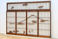 松竹梅と富士山を美しく描いた欄間・書院セット EZ2847 在庫5枚一組