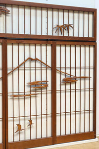 松竹梅と富士山を美しく描いた欄間・書院セット EZ2847 在庫5枚一組