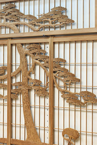 巨木の松と鶴の絵柄で風情ある欄間・書院セット EZ2848 在庫5枚一組