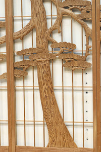 巨木の松と鶴の絵柄で風情ある欄間・書院セット EZ2848 在庫5枚一組