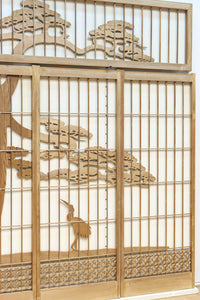 巨木の松と鶴の絵柄で風情ある欄間・書院セット EZ2848 在庫5枚一組