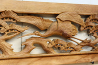 優雅な鶴の姿を松の木に添えた深彫り彫刻中型欄間 EZ2858abcd 在庫(a:1 b:1 c:1 d:1)枚