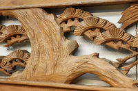 優雅な鶴の姿を松の木に添えた深彫り彫刻中型欄間 EZ2858abcd 在庫(a:1 b:1 c:1 d:1)枚