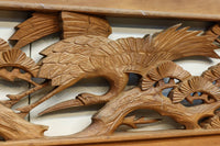 優雅な鶴の姿を松の木に添えた深彫り彫刻中型欄間 EZ2858abcd 在庫(a:1 b:1 c:1 d:1)枚